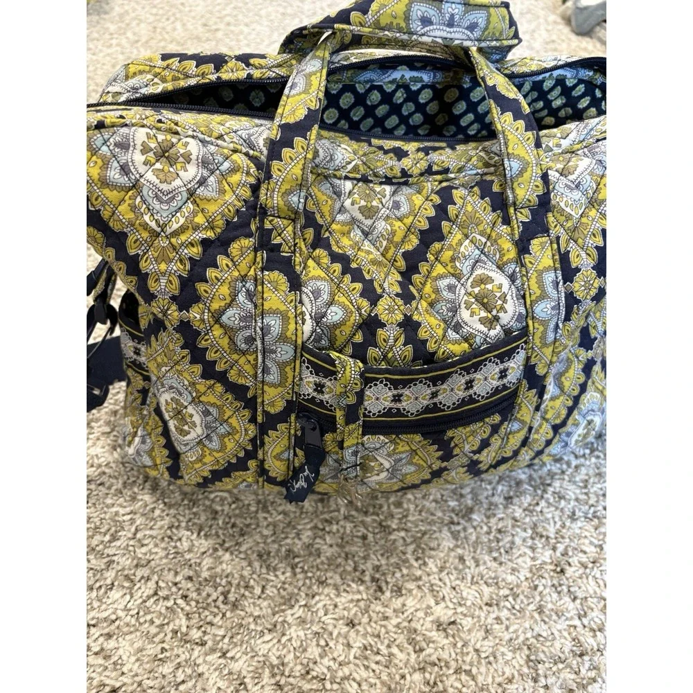 Vera Bradley Cambridge Laptop Carrier Messenger Bag Removable Strap Blue Green